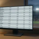 Jämförelsetabell med VM 2026 odds från olika spelbolag visad på en skärm