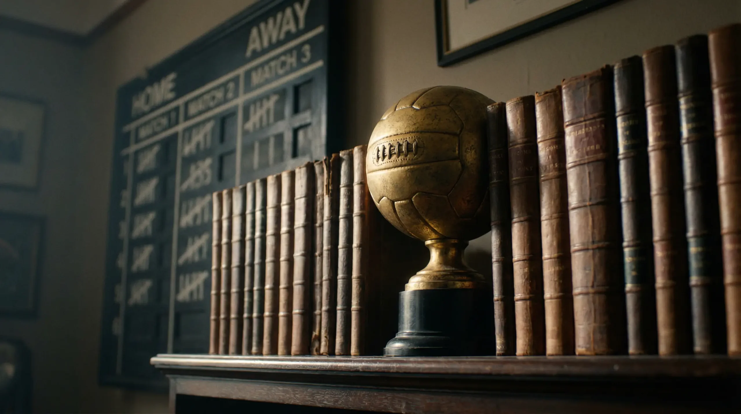 Historiska VM-troféer och statistiktavla med rekord från 1930 till 2026